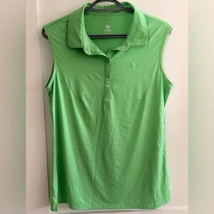 Mofiz Women's Sleeveless Polo Muscle Tee in Green